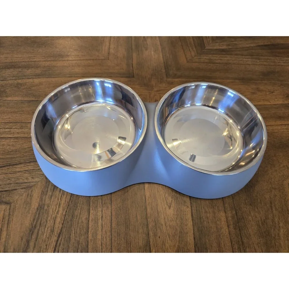 Heavy Duty Double Dog Bowl Feeder Large XL Removable Stainless Steel NWOT